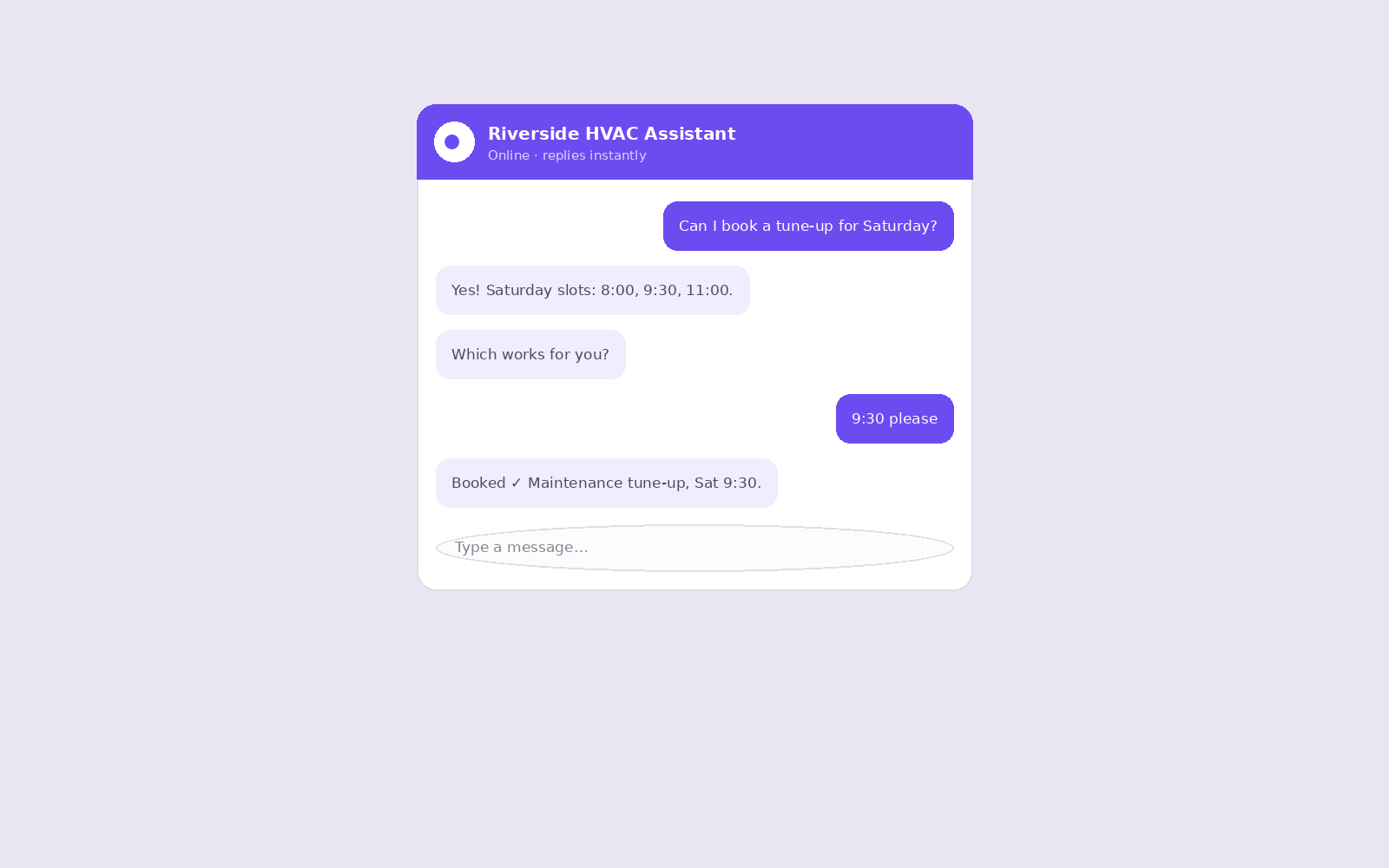 A booking completed in conversation